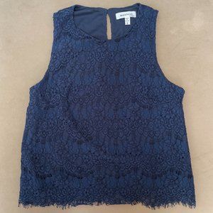Navy Lace Cropped Tank Top